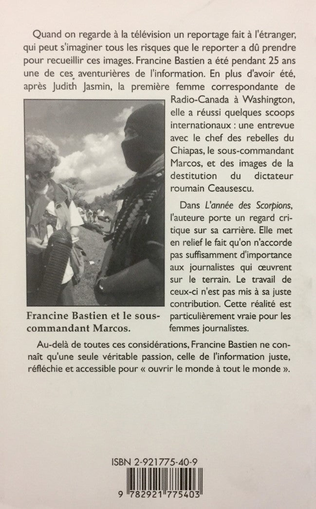 Livre L'année des scorpions - Francine Bastien (Livre d'occasion) - ISBN 2921775409