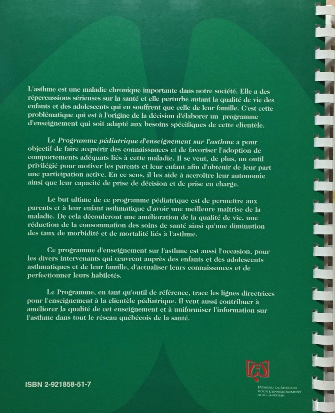 Livre Programme pédiatrique d'enseignement sur l'asthme - Collectif (Livre d'occasion) - ISBN 292...