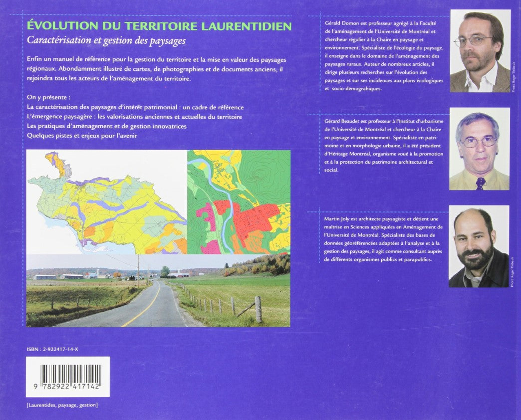 Livre Évolution du territoire Laurentien : Caractérisation et gestion des paysages - Gérald Domon...