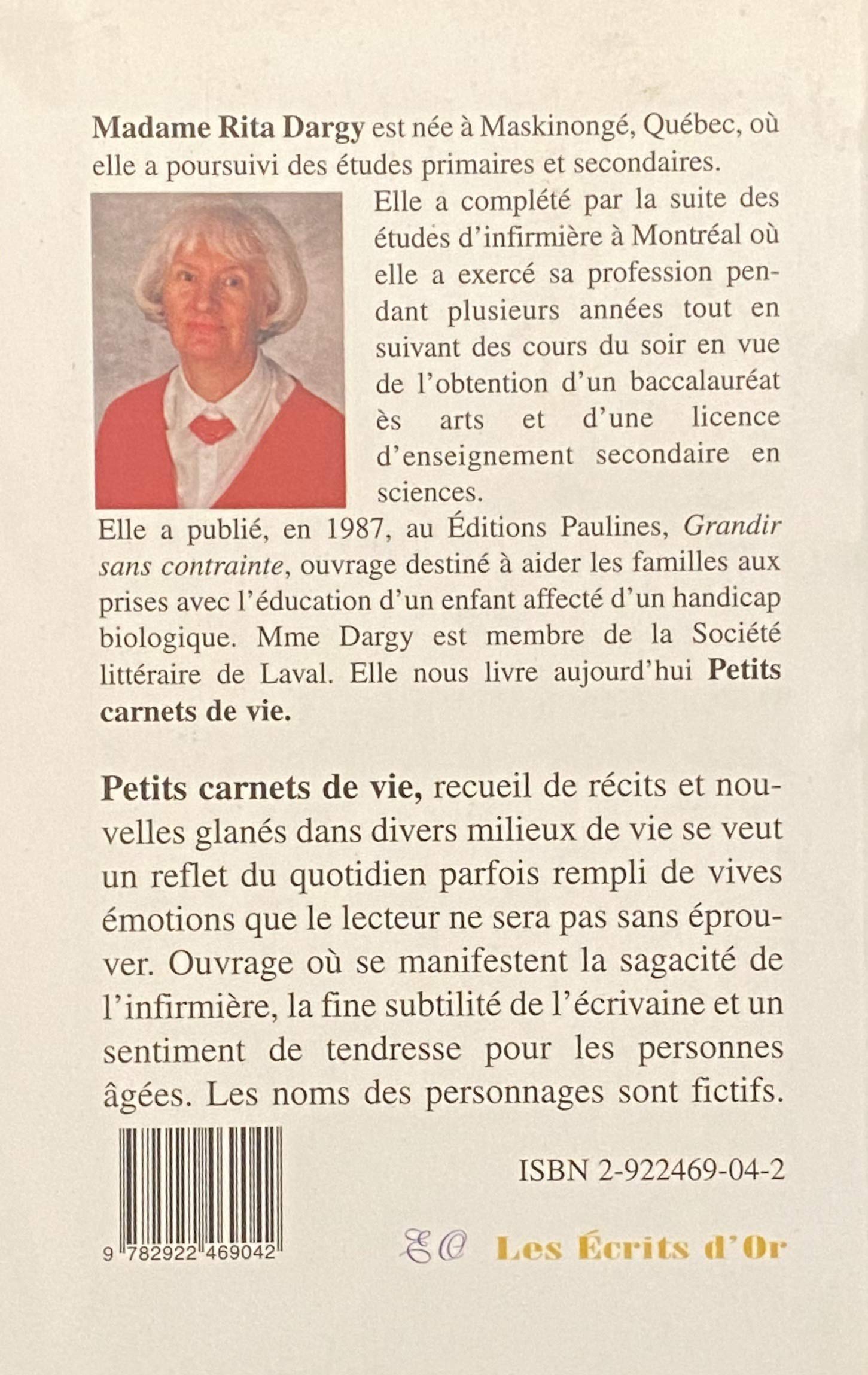 Livre Petits carnets de vie - Rita Dargy (Livre d'occasion) - ISBN 2922469042