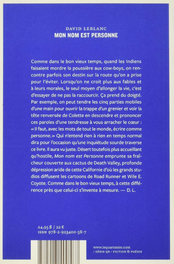 Livre Mon nom est Personne - David Leblanc (Livre d'occasion) - ISBN 2923400585