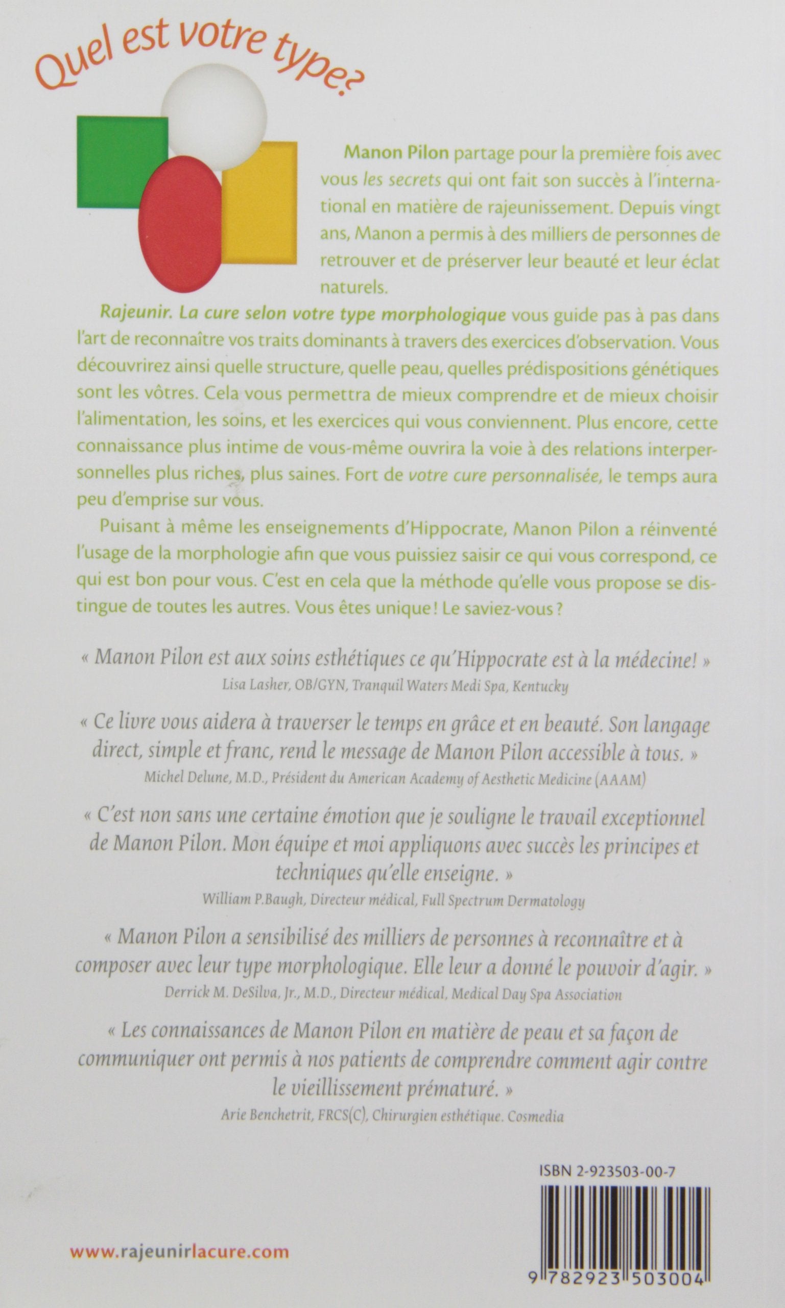 Livre Rajeunir : la cure selon votre type morphologique (Manon Pilon) (Livre d'occasion) - ISBN...