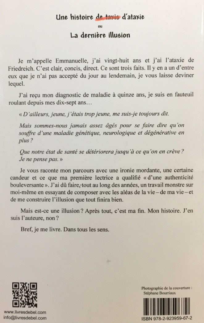 Livre Une histoire (de taxis) d'ataxie ou la dernière illusion - Emmanuelle Poirier St-Georges (L...