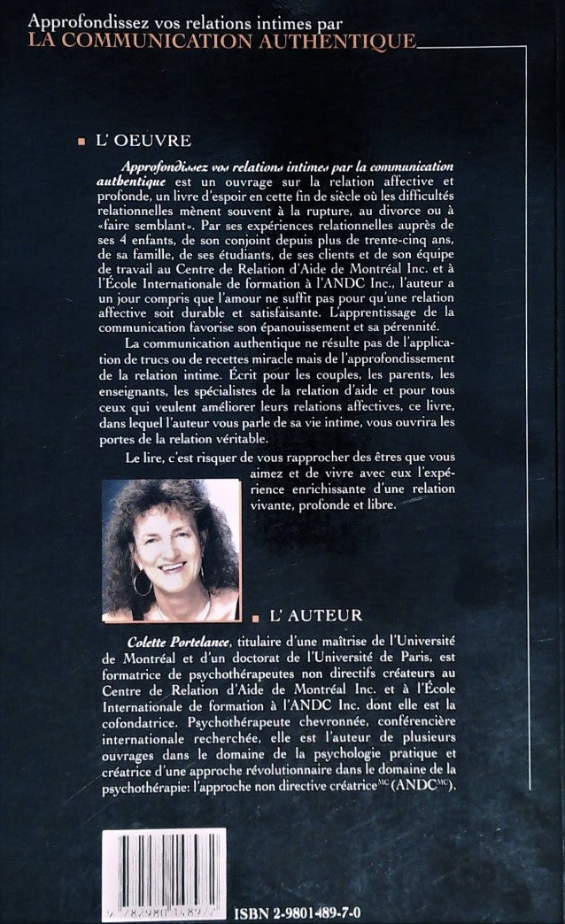 Livre La communication authentique - Colette Portelance (Livre d'occasion) - ISBN 2980148970
