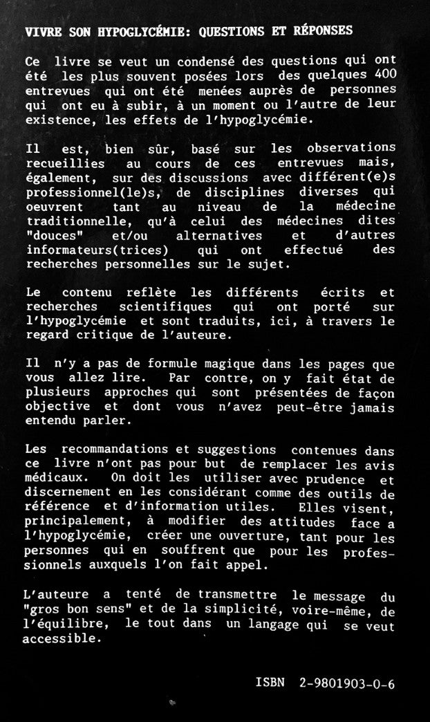 Livre Vivre son hypoglycémie : questions et réponses - Annie-Claude S. Dumesnil (Livre d'occasion...