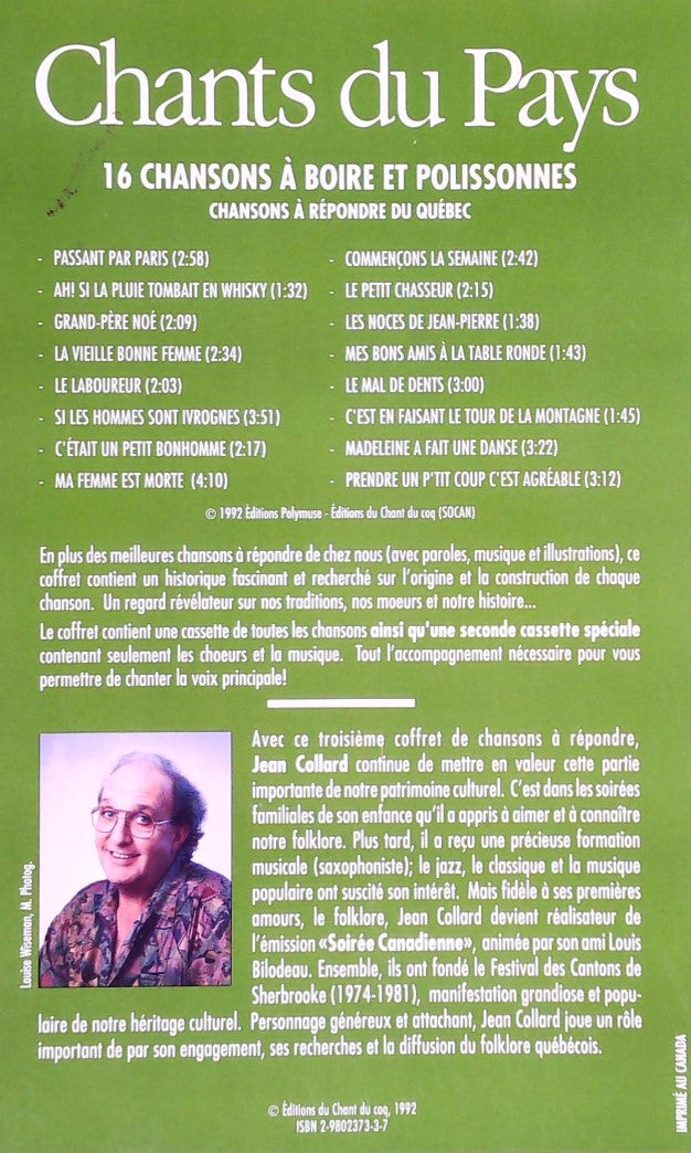 Livre Chants du pays - Jean Collard (Livre d'occasion) - ISBN 2980237337