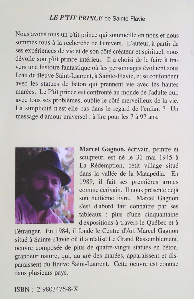 Livre Le p'tit prince de Sainte-Flavie - Marcel Gagnon (Livre d'occasion) - ISBN 298034768X