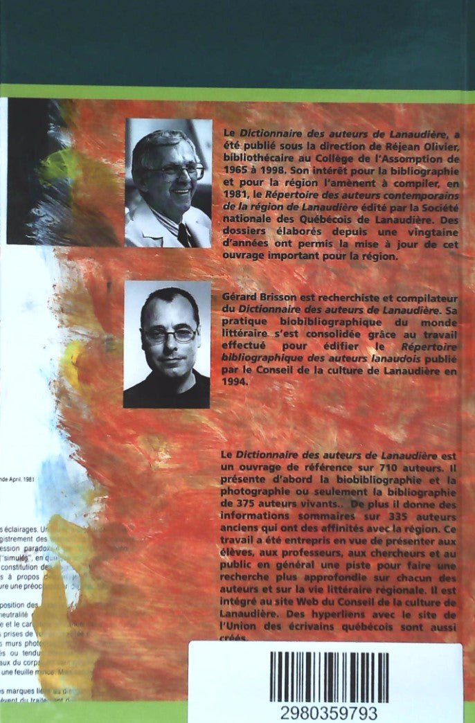 Livre Dictionnaire des auteurs de Lanaudière - Réjean Olivier (Livre d'occasion) - ISBN 2980359793