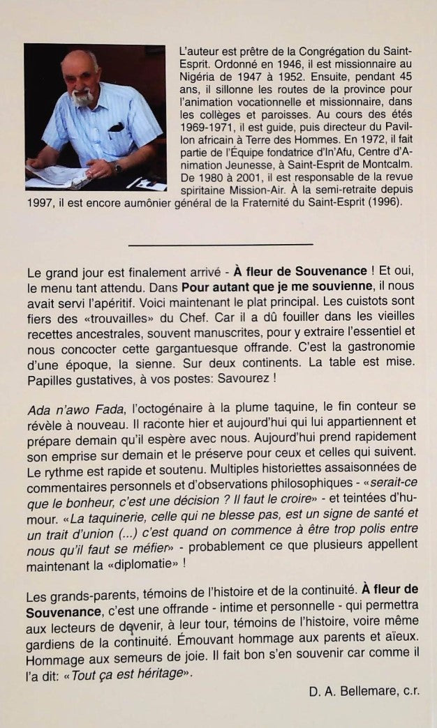 Livre À fleur de Souvenance - André Vigneault (Livre d'occasion) - ISBN 2980682519