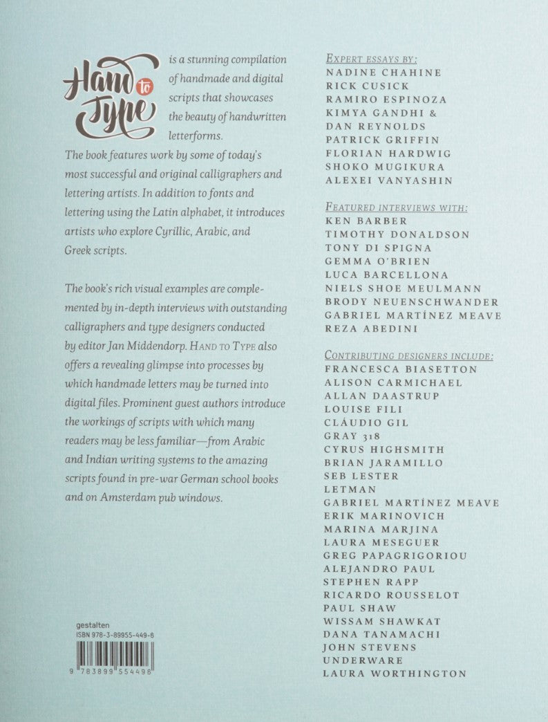 Livre Hand to Type: Scripts, Hand-Lettering and Calligraphy - Jan Middendorp (Livre d'occasion) -...