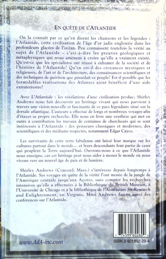Livre L'Atlantide : Les révélations d'une civilisation perdue - Shirley Andrews (Livre d'occasion...