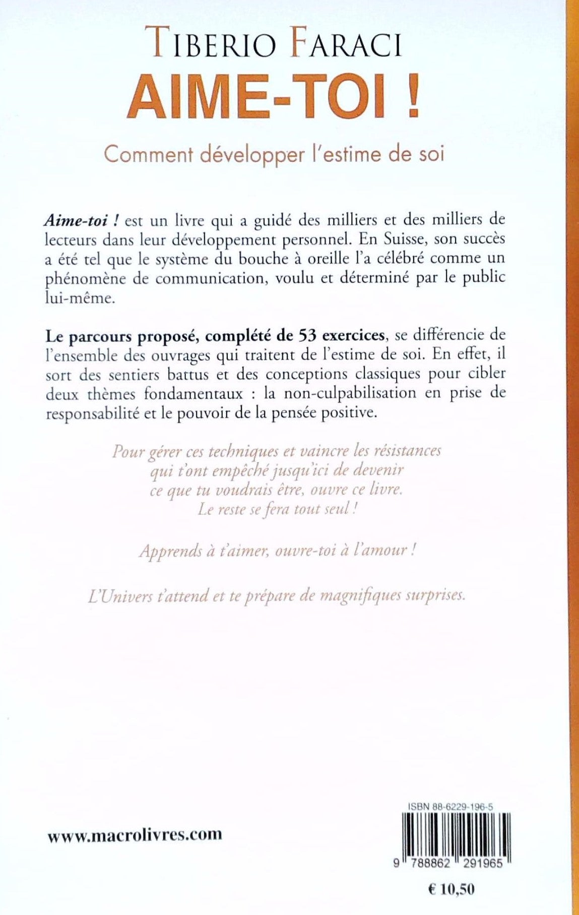 Livre Aime-toi! : Comment développer l'estime de soi (Tiberio Faraci) (Livre d'occasion) - ISBN...
