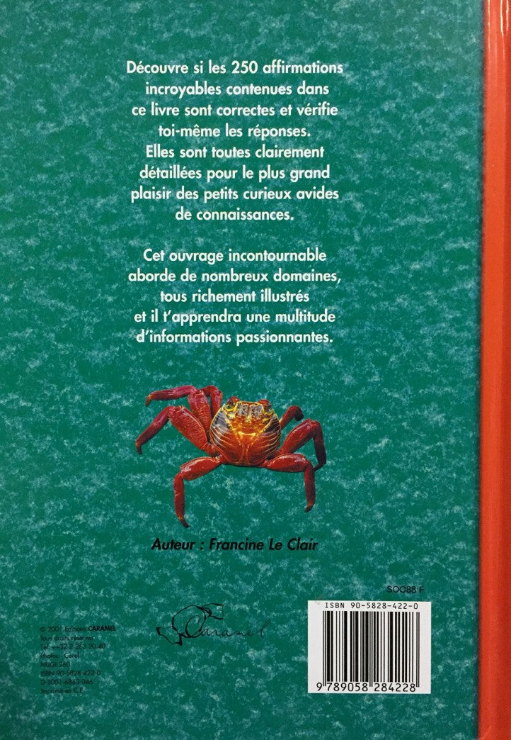 Livre 250 questions avec réponses vrai ou faux - Francine Leclair (Livre d'occasion) - ISBN 90582...