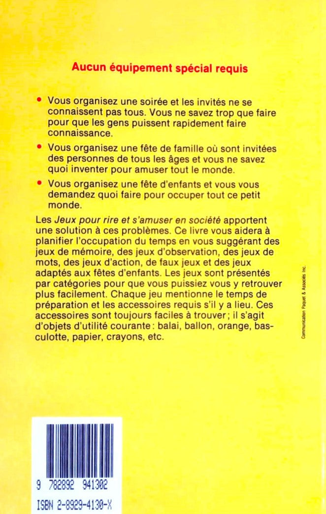 Livre Jeux pour rire et s'amuser en société - Claudette Contant (Livre d'occasion)