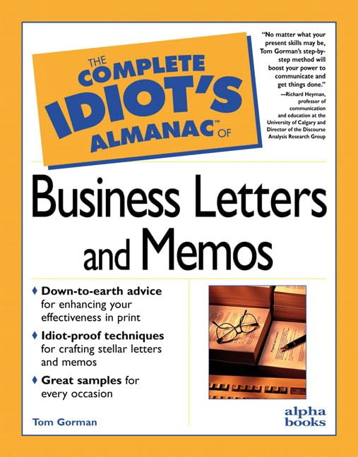 Livre The Complete Idiot's Almanach of Business Letters and Memos - Tom Gorman (Livre d'occasion)...