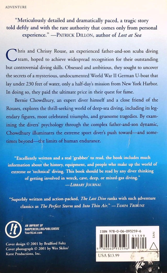 Livre The Last Dive: A Father and Son's Fatal Descent into the Ocean's Depths - Bernie Chowdhury ...