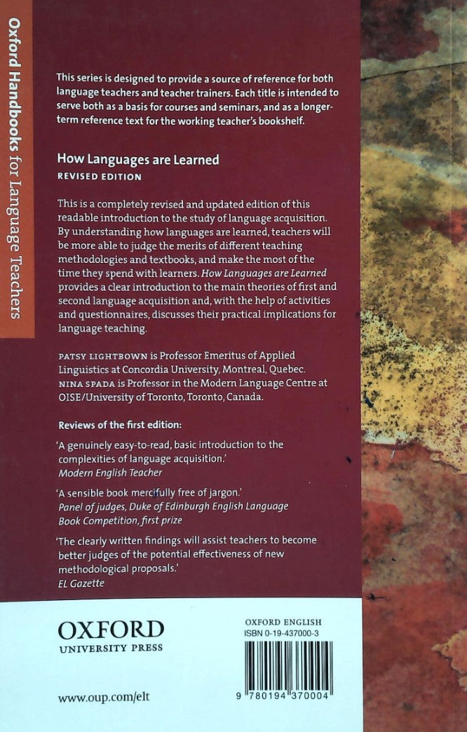 Livre How Languages are Learned - Patsy M. Lightbown (Livre d'occasion) - ISBN 0194370003