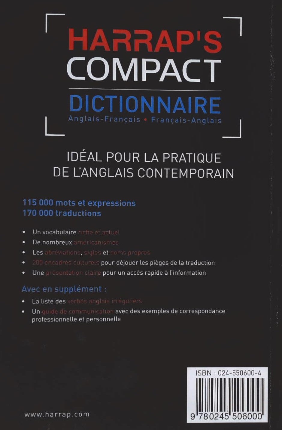 Livre Harrap's Compact Dictionnaire Anglais-Français - Collectif (Livre d'occasion) - ISBN 024550...