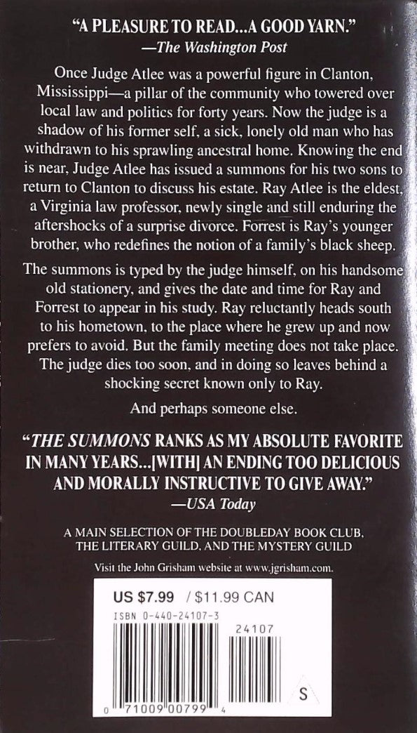 Livre The Summons - John Grisham (Livre d'occasion) - ISBN 0385339593