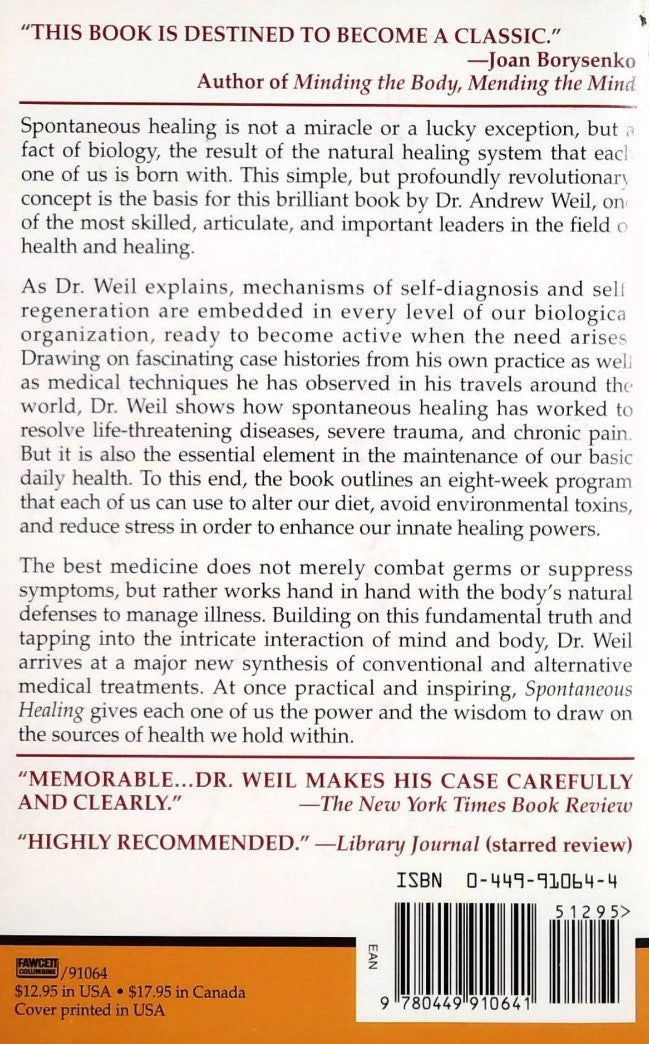 Livre Spontaneous Healing - Andrew Weil (Livre d'occasion) - ISBN 0449910644