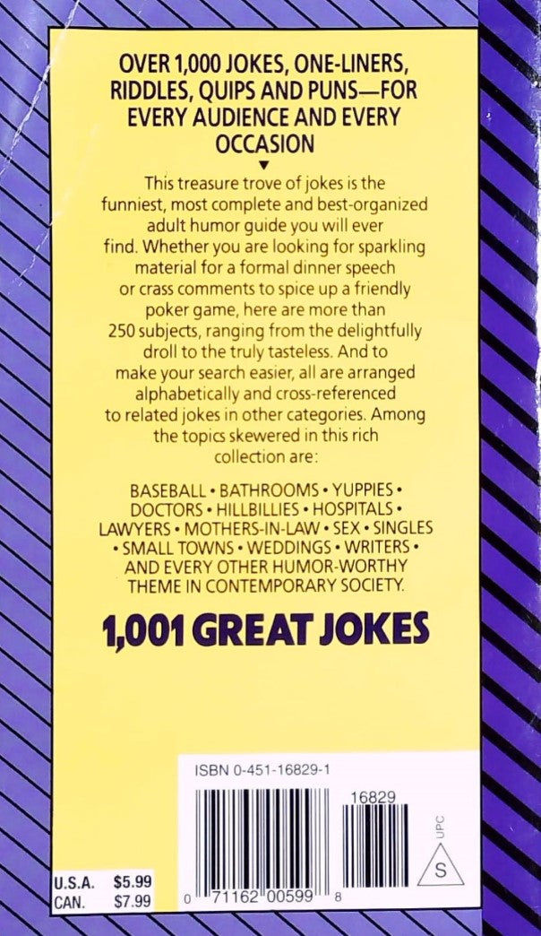 Livre 1,001 Great Jokes - Jeff Rovin (Livre d'occasion) - ISBN 0451168291