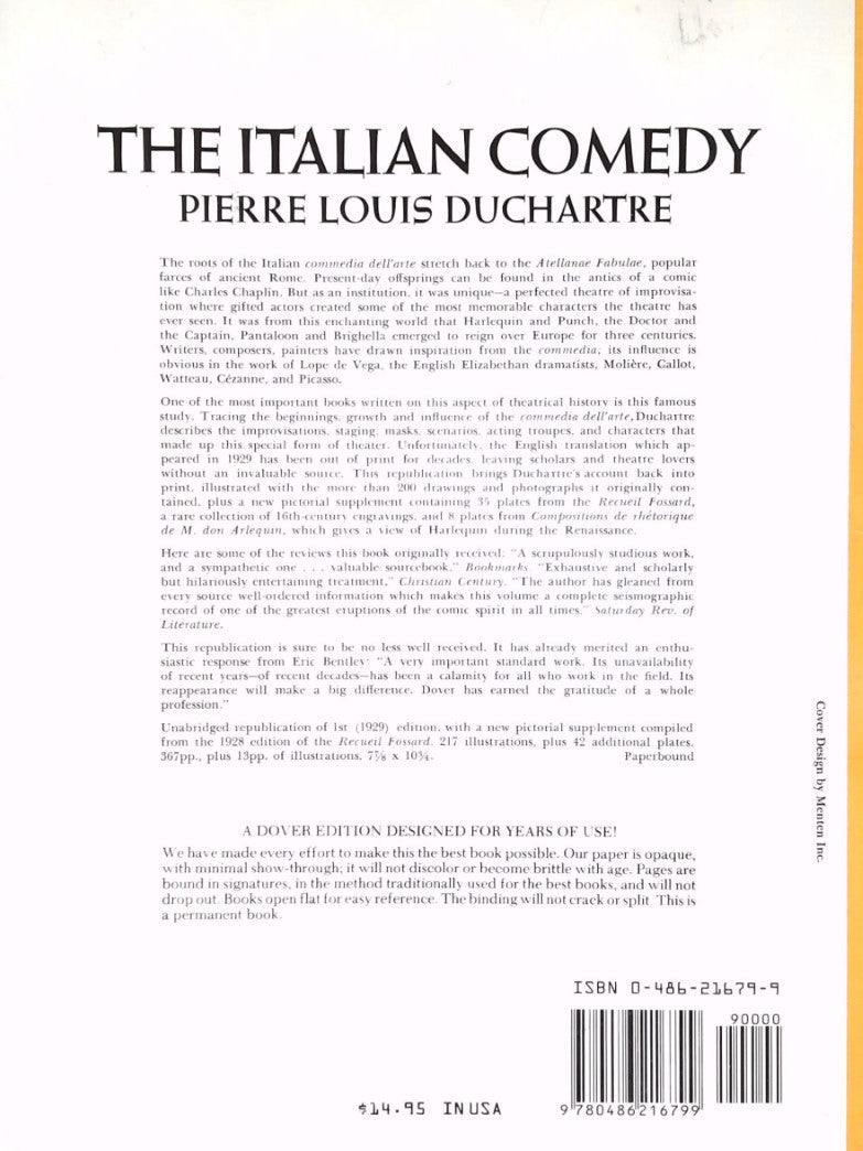 Livre The Italian Comedy - Pierre Louis Duchartre (Livre d'occasion) - ISBN 0486216799