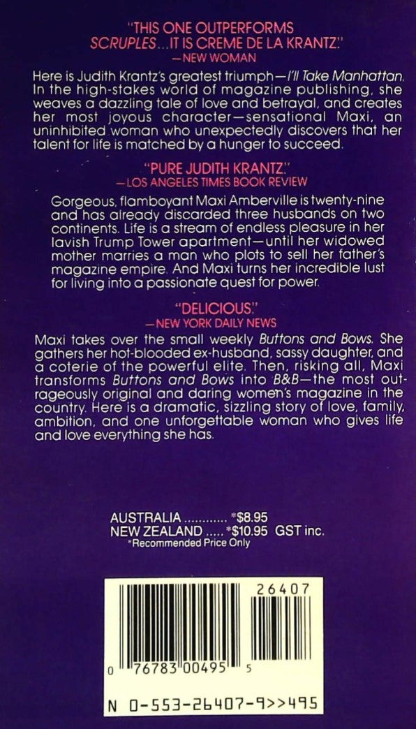 Livre I'll Take Manhattan - Judith Krantz (Livre d'occasion) - ISBN 0553264079