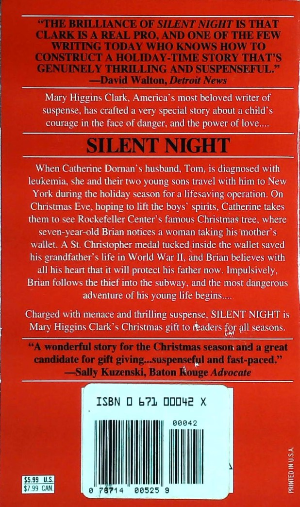 Livre Silent Night - Mary Higgins Clark (Livre d'occasion) - ISBN 067100042X