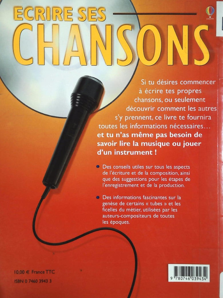 Livre Écrire des chansons - Collectif (Livre d'occasion) - ISBN 0746039433