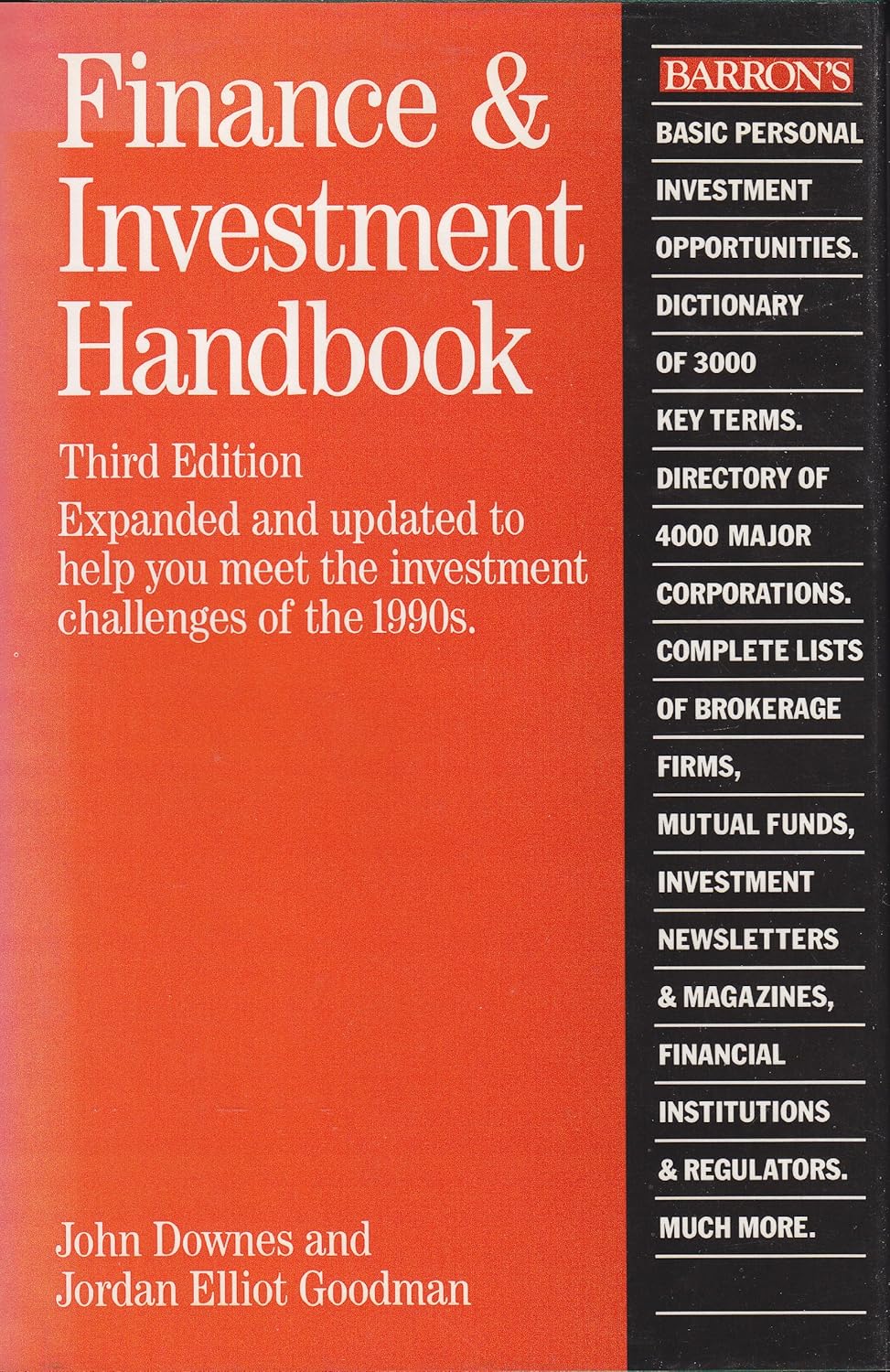 Livre Barron's Finance and Investment Handbook (3rd Edition) - John Downes (Livre d'occasion) - I...