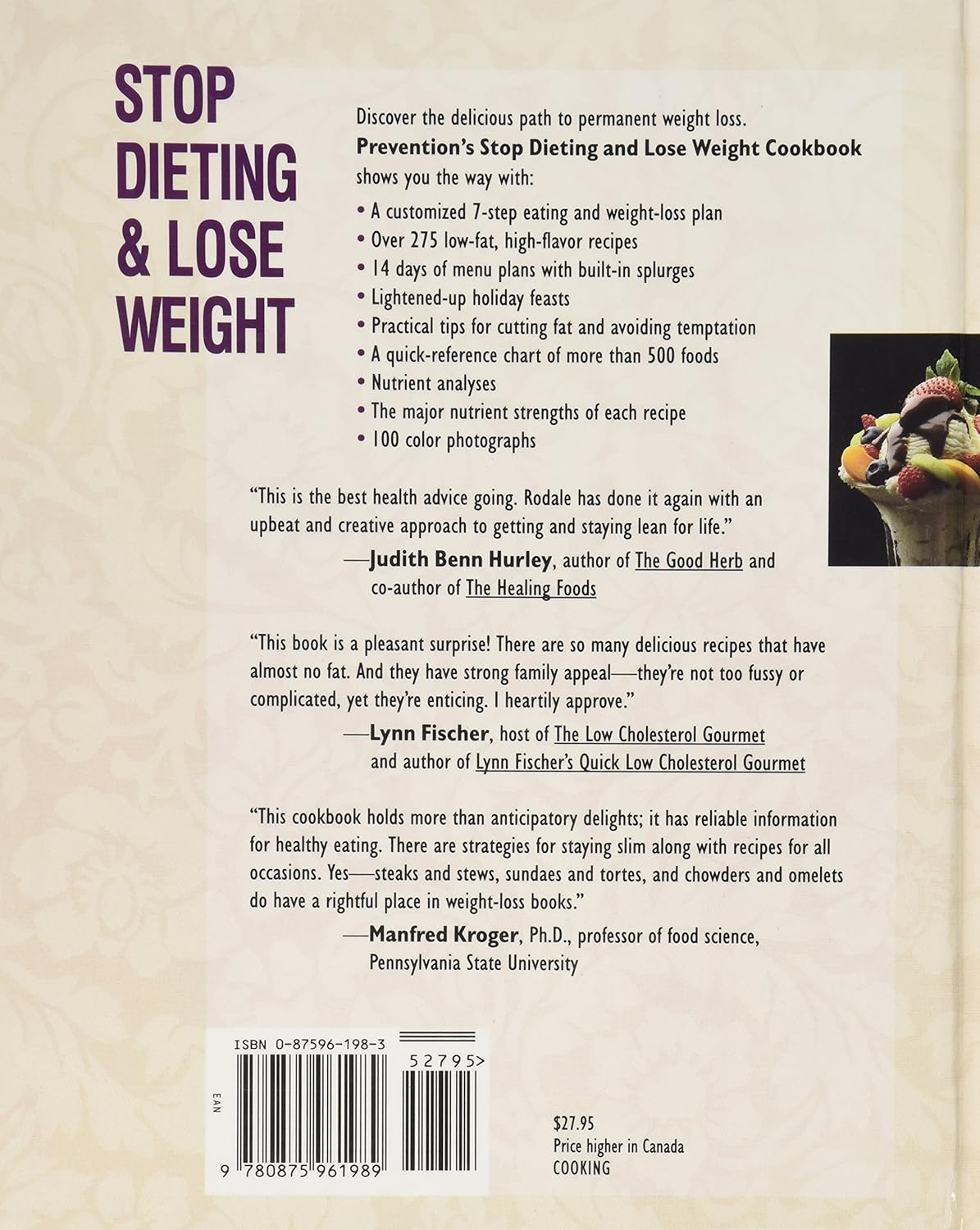 Livre Prevention's Stop Dieting and Lose Weight Cookbook: Featuring the Seven-Step-Get-Slim Plan ...
