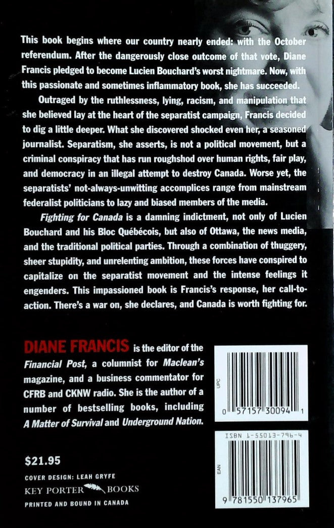Livre Fighting for Canada - Diane Francis (Livre d'occasion) - ISBN 1550137964