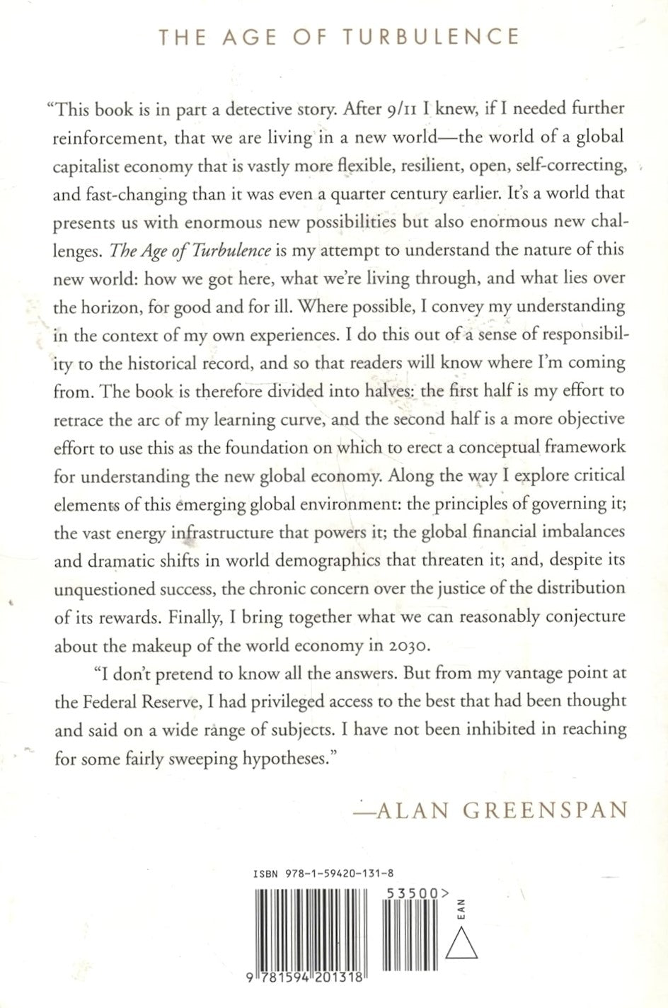 Livre The Age of Turbulence : Adventures in a New World - Alan Greenspan (Livre d'occasion) - ISB...