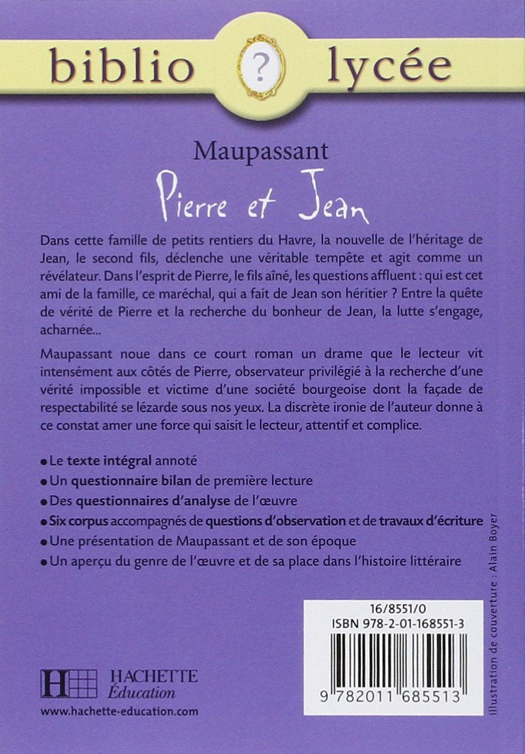 Livre Pierre et Jean - Guy de Maupassant (Livre d'occasion) - ISBN 2011685516