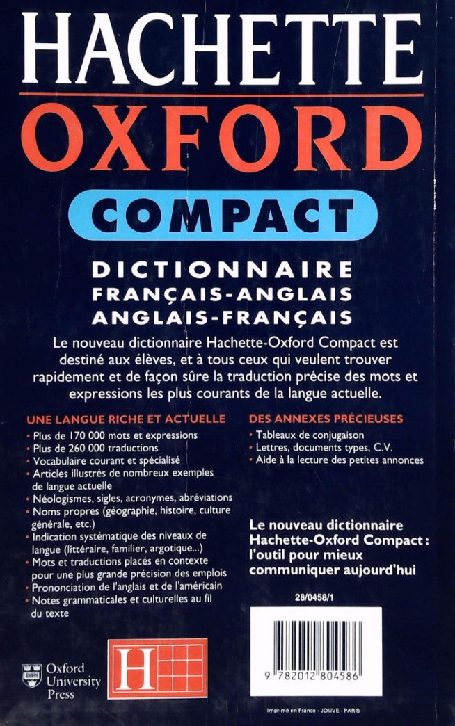 Livre Hachette Oxford Compact Dictionnaire Français-anglais Anglais-français - Collectif (Livre d...