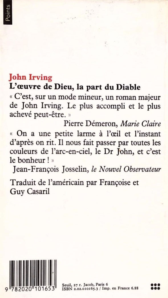 Livre L'oeuvre de Dieu, la part du diable - John Irving (Livre d'occasion) - ISBN 2020101653