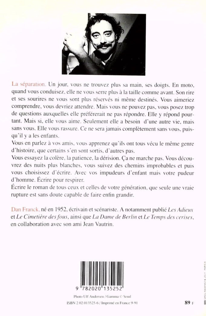 Livre La séparation - Dan Franck (Livre d'occasion) - ISBN 2020135256