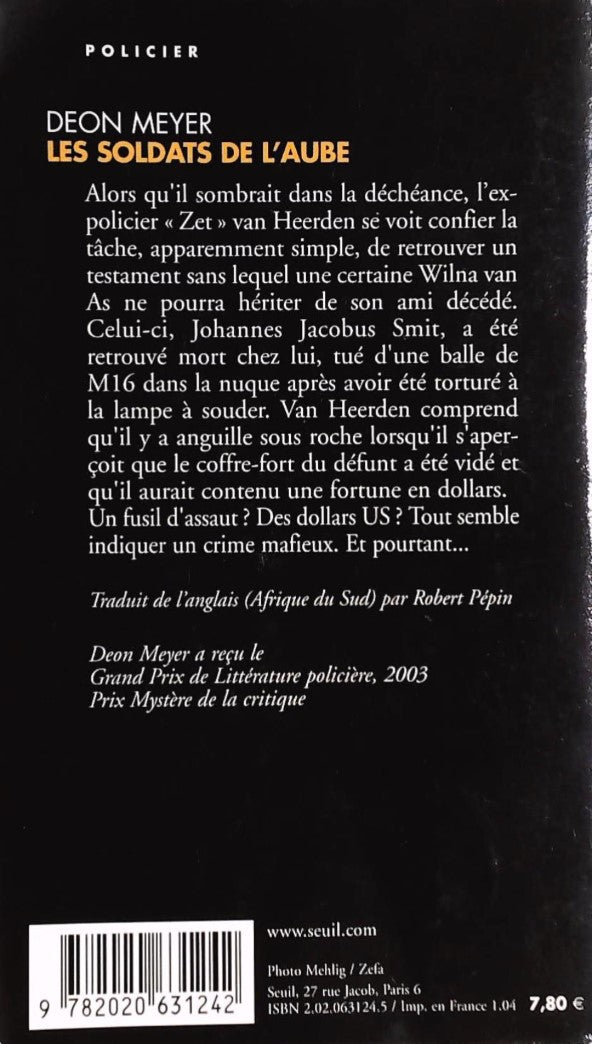 Livre Les soldats de l'aube - Deon Meyer (Livre d'occasion) - ISBN 2020631245