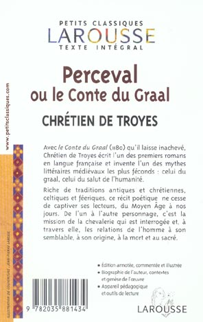 Livre Perceval ou le Conte du Graal - Chrétien de Troyes (Livre d'occasion) - ISBN 2035881439