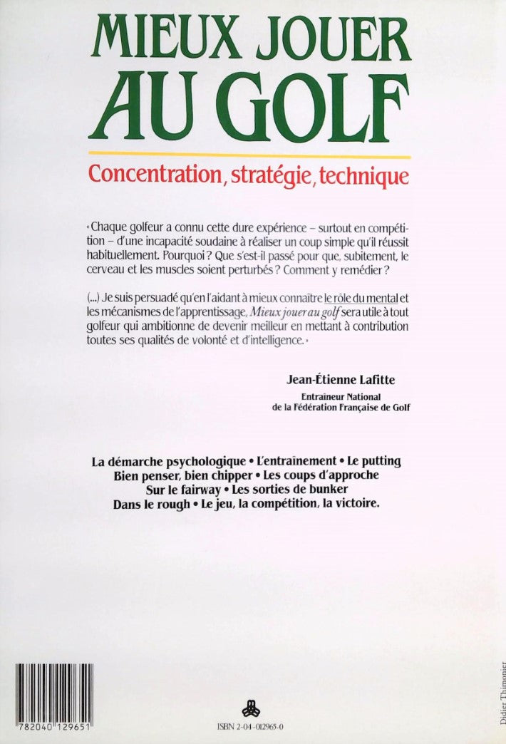 Livre Mieux jouer au golf : Concentration, stratégie, technique - John M. Anderson (Livre d'occas...