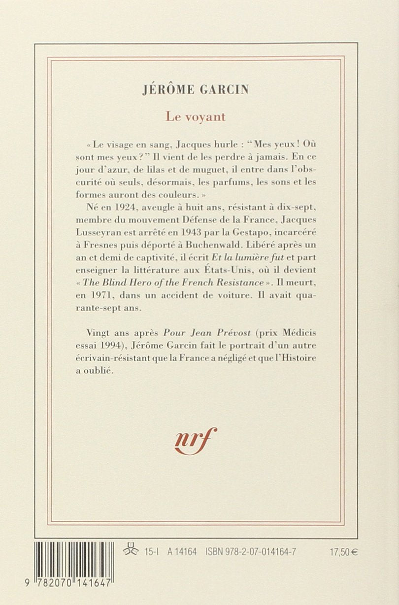 Livre Le voyant - Jérôme Garcin (Livre d'occasion) - ISBN 2070141640