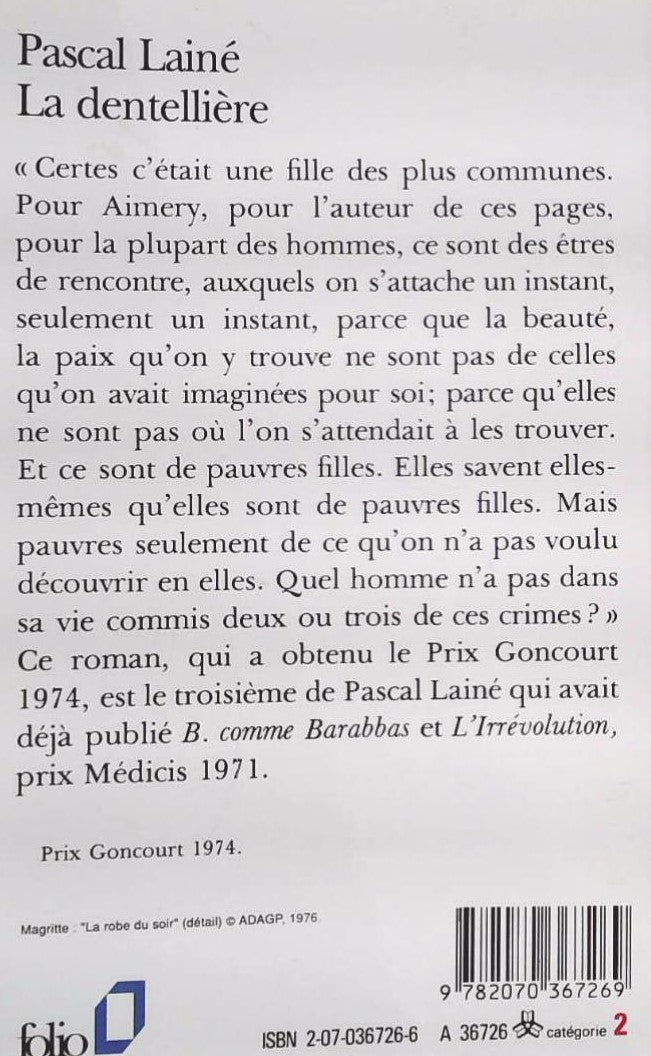 Livre La dentellière - Pascal Lainé (Livre d'occasion) - ISBN 2070367266