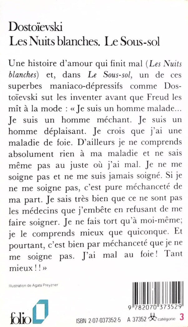 Les nuits blanches -suivi de- Le sous-sol (Dostoïevski)