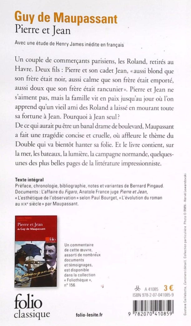 Livre Pierre et Jean - G. Maupassant (Livre d'occasion) - ISBN 2070410854