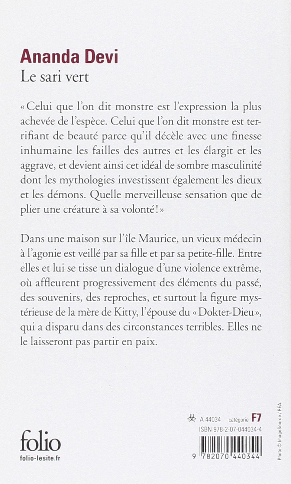 Livre Le sari vert - Ananda Devi (Livre d'occasion) - ISBN 2070440346