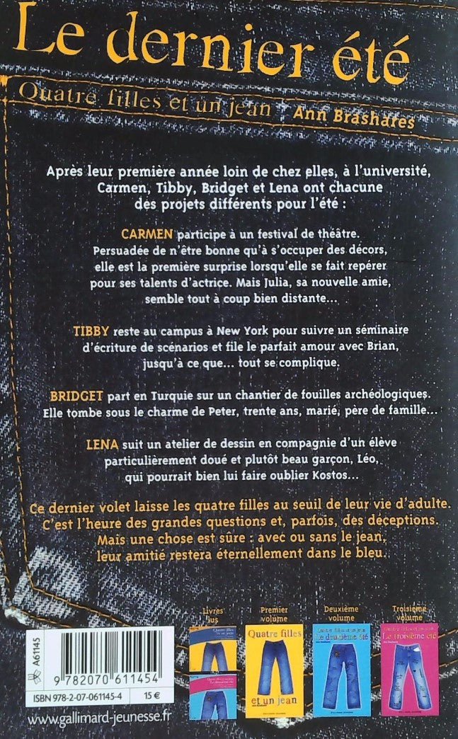 Livre Le dernier été - Ann Brashares (Livre neuf) - ISBN 2070611450