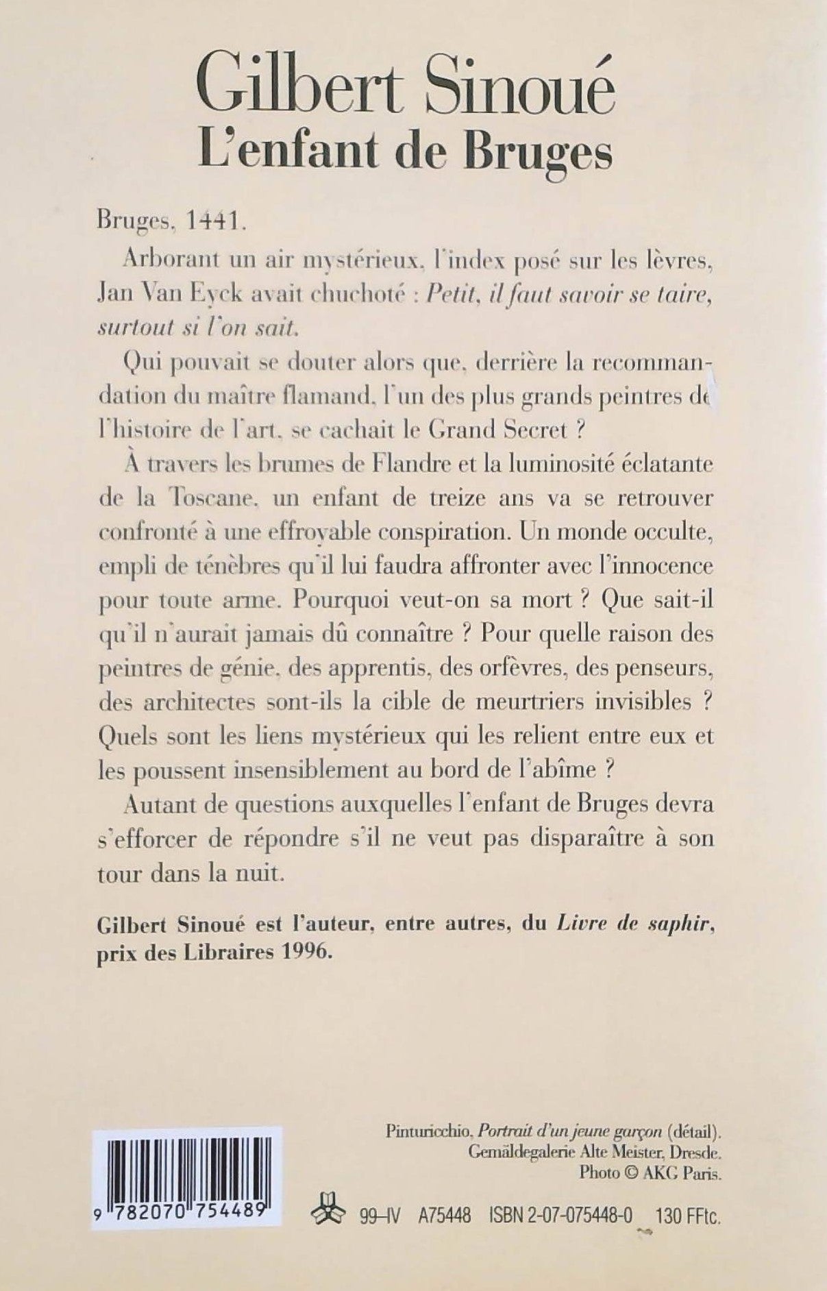 Livre L'enfant de Bruges - Gilbert Sinoué (Livre d'occasion) - ISBN 2070754480