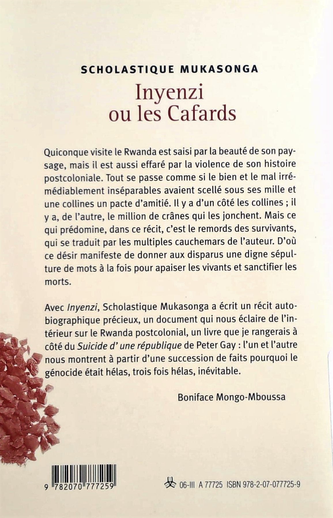Livre Inyenzi ou les Cafards - Scholastique Mukasonga (Livre d'occasion) - ISBN 2070777251