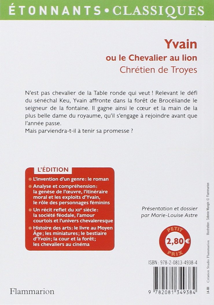 Livre Yvain ou le Chevalier au lion - Chrétien de Troyes (Livre d'occasion) - ISBN 2081349388