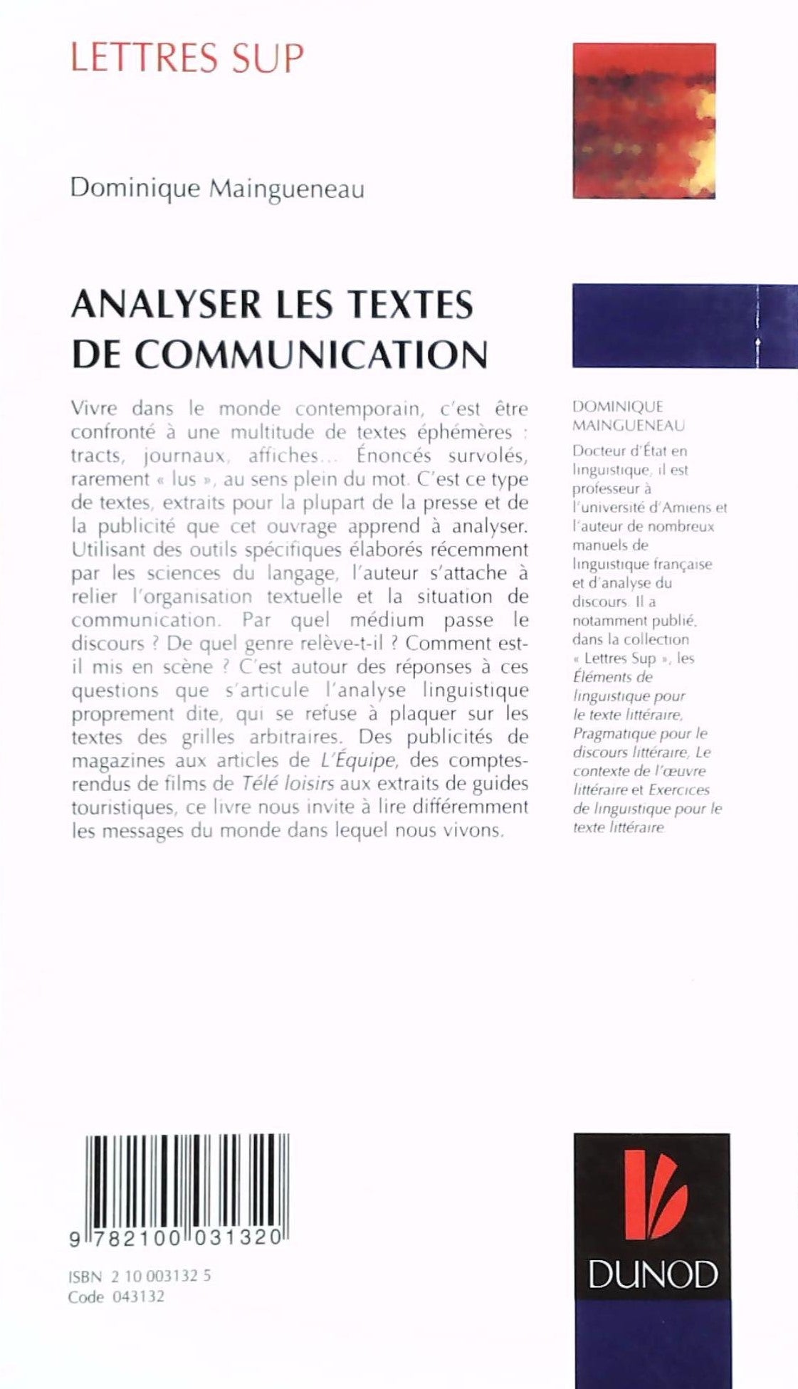Livre Analyser les textes de communication - Dominique Maingueneau (Livre d'occasion) - ISBN 2100...